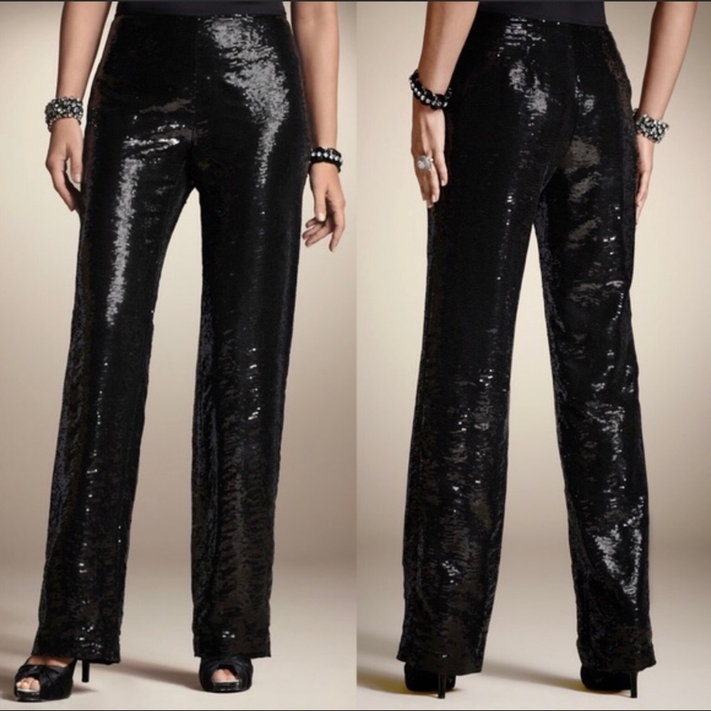 Chico’s black sequins swirl wide leg pants size 4